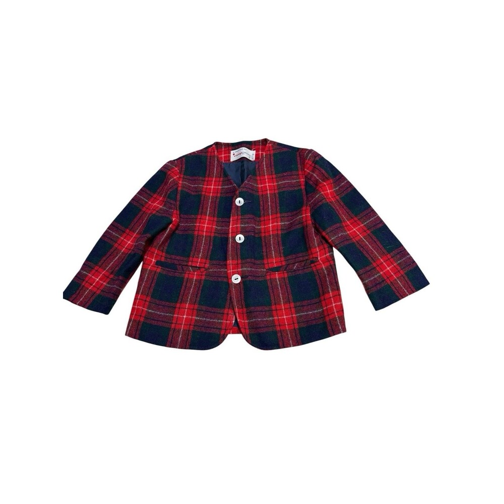 IMP Originals Tartan Plaid Blazer Jacket Red Navy Vintage Toddler 3